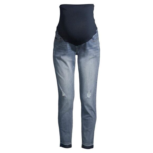 Time and Tru Maternity Size XXL Full Panel Straight Leg Released Raw Hem Jeans - Picture 1 of 6